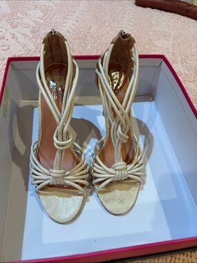 Vince Camuto Ivory Knotted Strappy High Heels